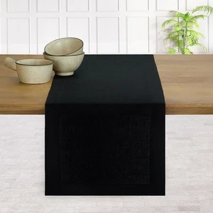 Linen Black Table Runner 144 Inches Long - 100% Pure Linen Extra Long Table R... - Picture 1 of 8