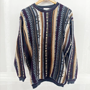 Suéter La Vane New York Coogi Estilo Pull Over Texturizado Azul Púrpura Talla XL - Imagen 1 de 6