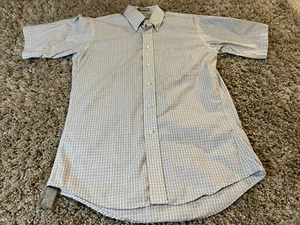 Stafford Executive Mens White Black Button Up Dress Shirt Pinpoint Oxford Sz. 15 - Picture 1 of 3