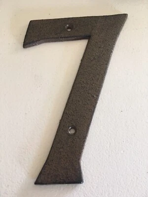 Large Cast Iron Rustic Brown No.7 House Number - House Fence Letterbox - 160mm - image 1 of 3