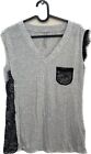 Karen Millen Vest Top T-shirt Grey Black Lace Sleeveless Pocket Size 8