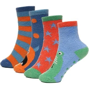 A2Z 4 Kids Boys Socks 4 Pack Brushed Chenille Novelty Xmas Winter Warm Socks - Picture 1 of 4