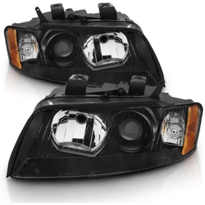 Par de faros halógenos proyectores negros para Audi A4 S4 B6 Quattro 02-05 - Imagen 1 de 3