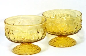 Vintage Anchor Hocking Milano Amber Sherbet Champagne Glass Set 2 - Picture 1 of 6