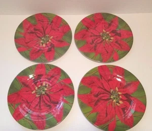 Platos de postre para ensalada de melamina de Navidad ANNIE MODICA Poinsettia - Imagen 1 de 7