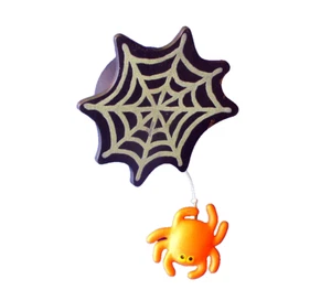 Hallmark PIN Halloween Vintage GLOW IN DARK SPIDER & Web 1988 Holiday Brooch - Picture 1 of 2