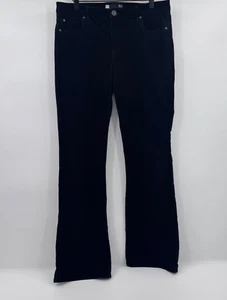 Kut From The Kloth Pants Women 12 Black Corduroy Bootcut Mid Rise Stretch Y2K - Picture 1 of 14