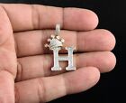 Customized Crown Initial "H" Pendant Simulated Diamond In 14K Yellow Gold Plated