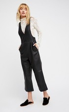 Free People Fioana Vegan Leather Overalls Jumpsuit, SZ S