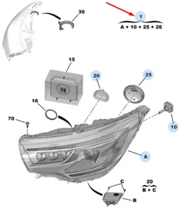 CITROËN DS4 Front Right Headlight RHD 1613382080 New Genuine - Picture 1 of 2