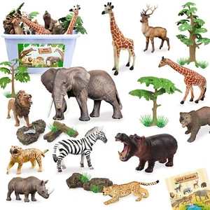 Realistische große Safari Tierfiguren pädagogisches Lernspielzeug Zoo Tierkarten - Bild 1 von 6