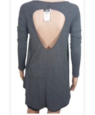 Rue 21 свитер размер S серый открытый назад длинный туника эластичной v-образным вырезом длинные рукава новый - Изображение 1 из 4