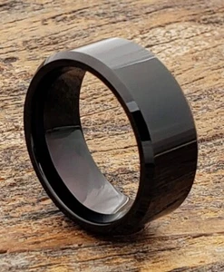 Unisex Herren Schwarz Silber Matt Stressabbau Edelstahl 8MM Spinner Ringe - Bild 1 von 4