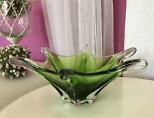 Vintage 60er Somerso Murano Schale Glas grün Überfangglas Erscheinung