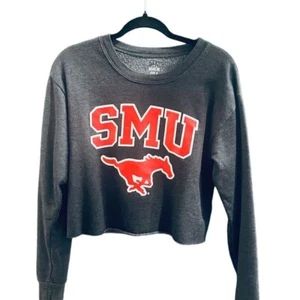 SMU Mustangs Crop top Pullover Small Sweatshirt women’s Dark Gray - Picture 1 of 1