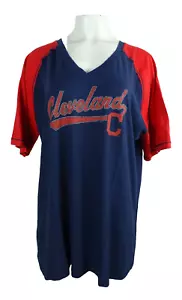 Cleveland Indian Vintage MLB Women's Plus Size V-Neck Shirt - Picture 1 of 6
