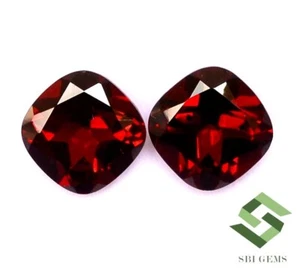 Certified Natural Red Garnet Cushion Cut Pair 8x8 mm 5.24 CTS Loose Gemstones - Picture 1 of 4