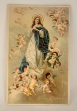 Christmas Post Card Angel and Cherubs Embossed Gold Accent Printed in Germany