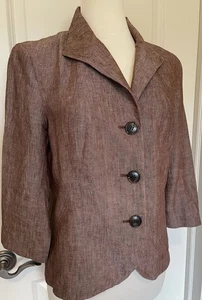 Lafayette 148 NY  Burgundy Linen Blazer Jacket Sz-12~STYLISH~ - Picture 1 of 10