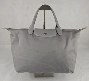 Longchamp Le Pliage Nylon Grey Tote Large Foldable Travel Bag Purse Handbag - Picture 1 of 21