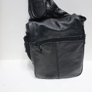BB Design Leder Sling Bag Reisetasche schwarz Crossbody - Bild 1 von 10