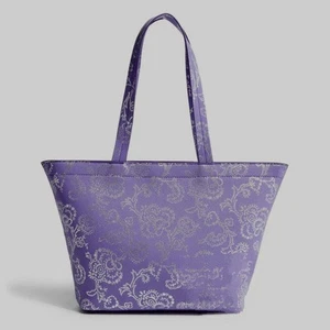 Vera Bradley NWT Small East West Tote floral bag Cotswolds Dahlia purple silver - Picture 1 of 15