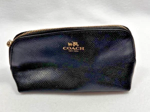 Coach ~ Bolsa de viaje negra ~ Estuche de cosméticos de cuero granulado 17 ~ F57857 - Imagen 1 de 3