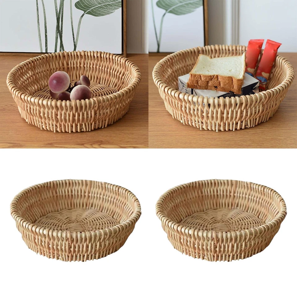 2Pcs Handmade Wicker Basket Table Organizer Wicker Bread Basket - Image 1 of 1