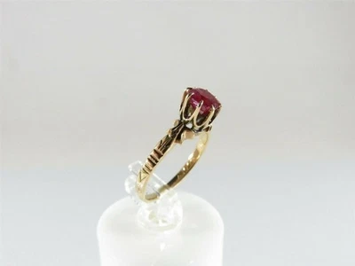 Anillo de compromiso victoriano de oro de 14 quilates con rubí antiguo c.1887 tamaño 4,25 Foto 1 de 4