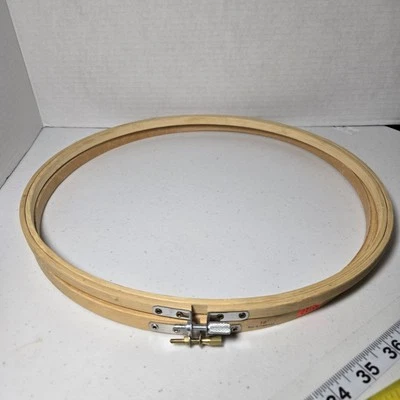 Wooden Needlepoint Embroidery Cross Stitch Hoops 12 In Lot Of 2 Screw Closure - Image 1 of 3