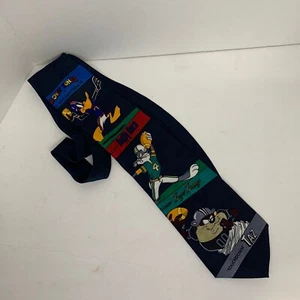 VTG Looney Toons Bugs Bunny Taz Daffy Duck Football Tie Warner Bros 1993 - Imagen 1 de 6