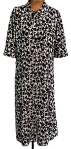 Elie Tahari Shirt Dress Size 14 Black White Floral Stretch Short Sleeve Career - Picture 1 of 12