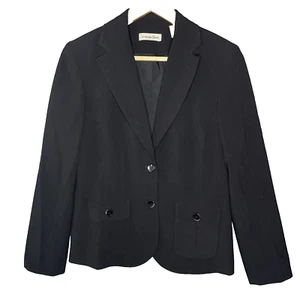 Amanda Smith Women's 8 Blazer Two-Button Black Long Sleeve Jacket w Pockets - Picture 1 of 19