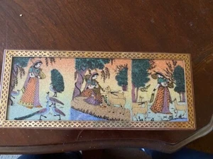 The gem stone painting jewelry box, decorated with metal gold pattern. New - Picture 1 of 11