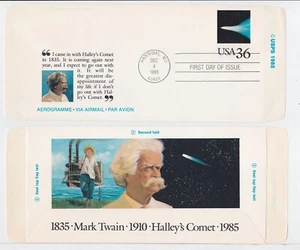 TurtlesTradingPost - Halley's Comet - Mark Twain Aerogramma #UC60 FDC 1985 - Foto 1 di 1