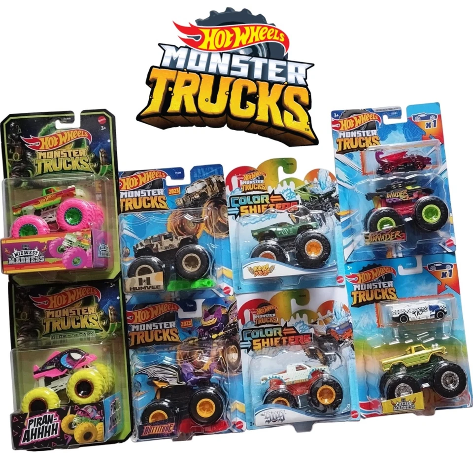 HOT WHEELS MONSTER TRUCKS DIECAST 1:64 GLOW IN THE DARK COLOUR SHIFTERS BIG RIGS - Image 1 of 4