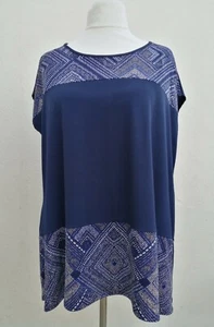 M & CO PLUS SIZE 26 NAVY BLUE SLEEVELESS LONGLINE SHIFT TUNIC TOP NEW BNWT - Picture 1 of 4
