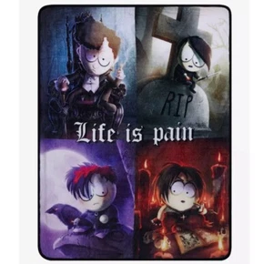 South Park Throw Blanket Plush 48x60 Life is Pain Goth Kids Emo Fleece Wall Art - Picture 1 of 13