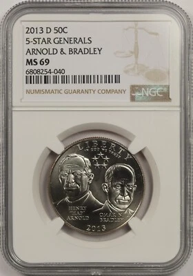 2013-D 5-Star Generals 50C NGC MS 69 Modern Commemorative Half Dollar  - Image 1 of 4
