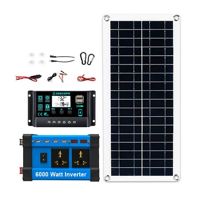 6000W Complete Solar Panel Kit Solar Power Generator 100A Home 220V/110V Syste - Image 1 of 4