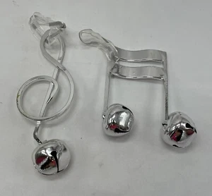 Silver Musical Notes Jingle Bell Christmas Ornaments - Picture 1 of 2