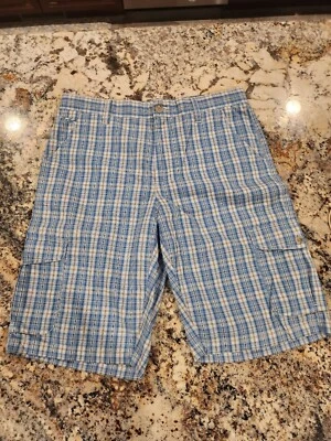 Pantalones Cortos Informales Carga AGE OF WISISISY Para Hombres Azul A Cuadros NUEVO tallas 34 Foto 1 de 4