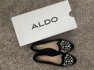 NEW Aldo Abayndra Velvet Flats Slip On Shoe - Black Leather - 7.5 Women's 7 1/2