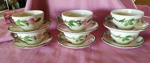 Vintage Set of 6 Franciscan Desert Rose Tea Cups and Saucers Flying F - Picture 1 of 8