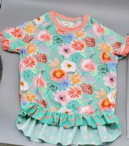 Matilda Jane Girls 12 Colorful Flowers & Polka Dots Ride The Wave Fun Top - Picture 1 of 10
