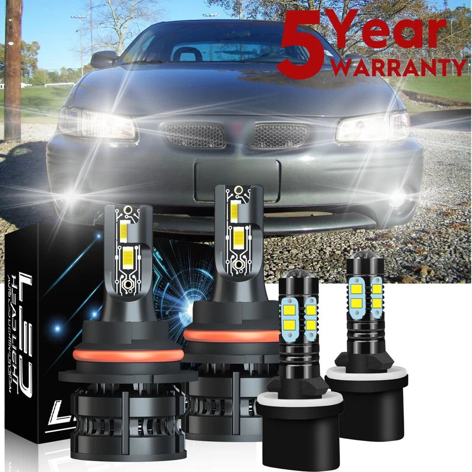For Pontiac Grand Prix 1997-2003 6000K LED Headlight + Fog Light Bulbs Combo 4PC - Image 1 of 4