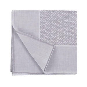 Zilli Monogram Patterned Gray and White Woven Superfine Cotton Pocket Square - Picture 1 of 4