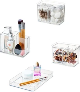 iDesign Make-up Organizer Set für Arbeitsplatten und Schubladen, 4er Set, transparent - Bild 1 von 7