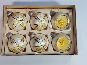 Vintage Merkur Glas Einzug rund 6 Ornamente Original Box Western Germany - Bild 1 von 11