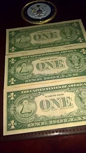 1935 H- 3 CONSECUTIVE SILVER CERTIFICATE $1 ,- NEW E07399382;3&4 #416wmh - Picture 1 of 1